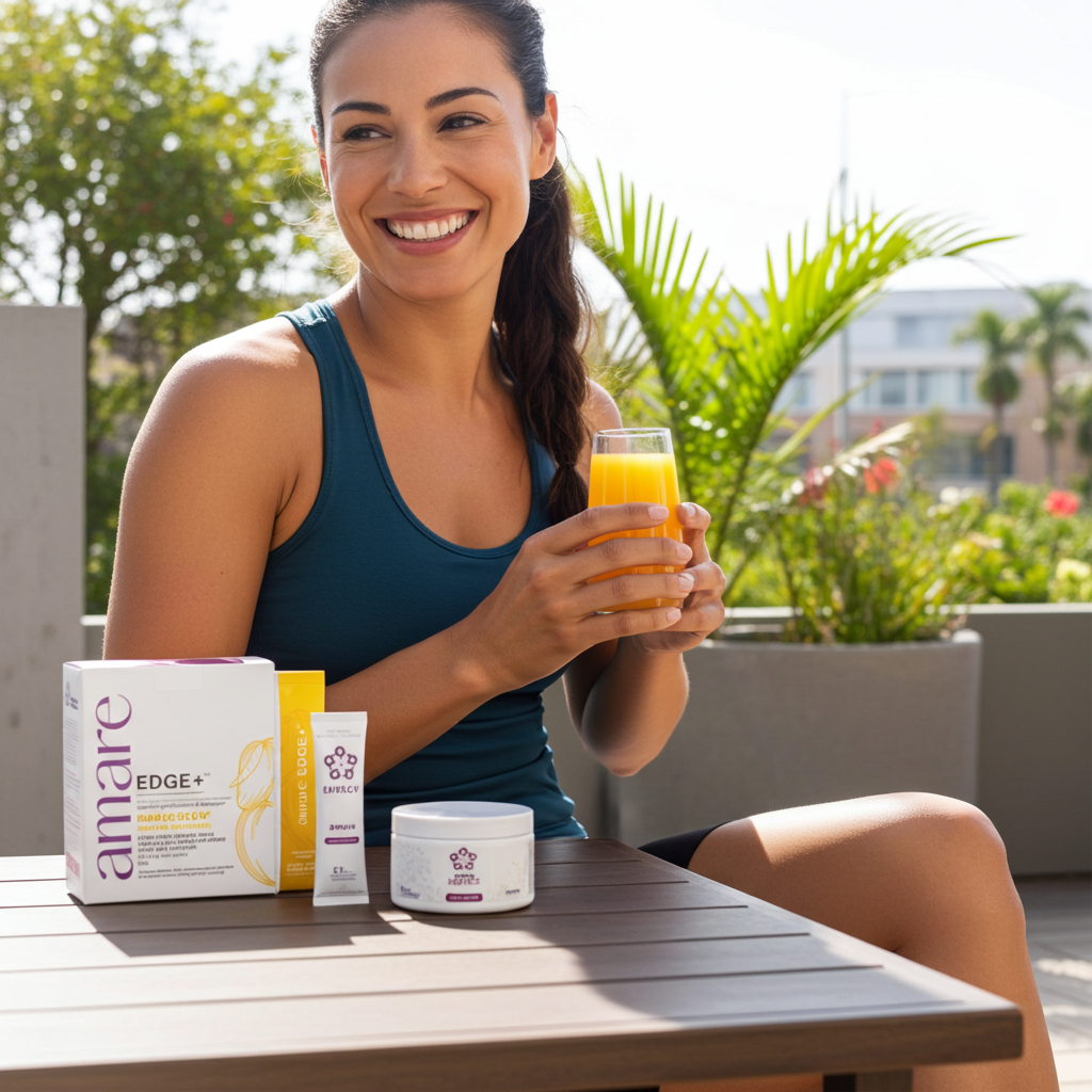 Amare Happy Juice Pack – EDGE+ Mango + Energy+ Dragon Fruit + MentaBiotics