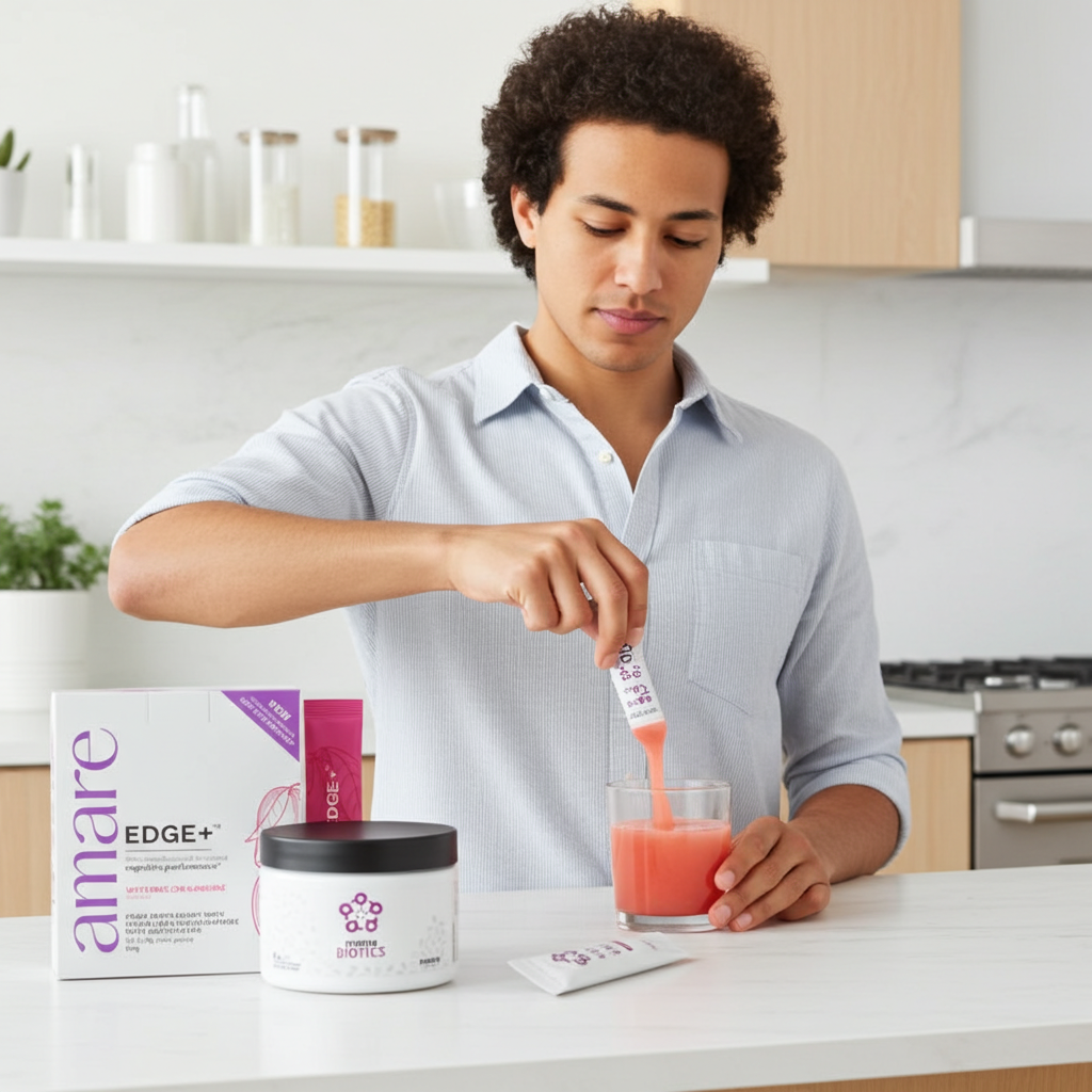 Amare Happy Juice Pack – EDGE+ Watermelon + Energy+ Dragon Fruit + MentaBiotics