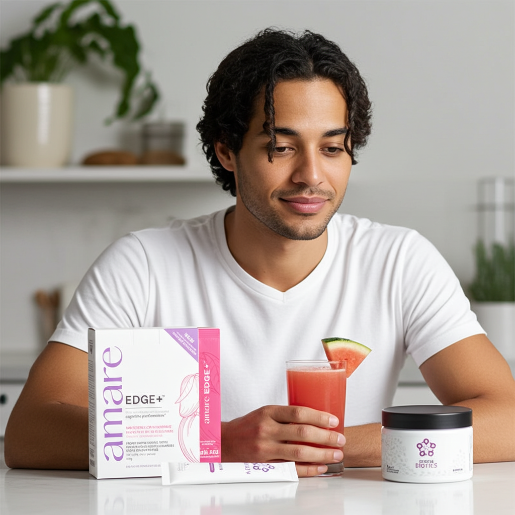 Amare Happy Juice Pack – EDGE+ Watermelon + Energy+ Dragon Fruit + MentaBiotics