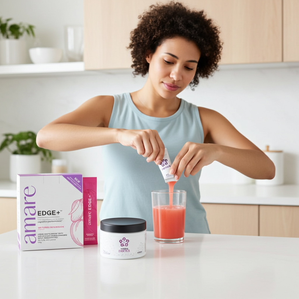 Amare Happy Juice Pack – EDGE+ Watermelon + Energy+ Dragon Fruit + MentaBiotics