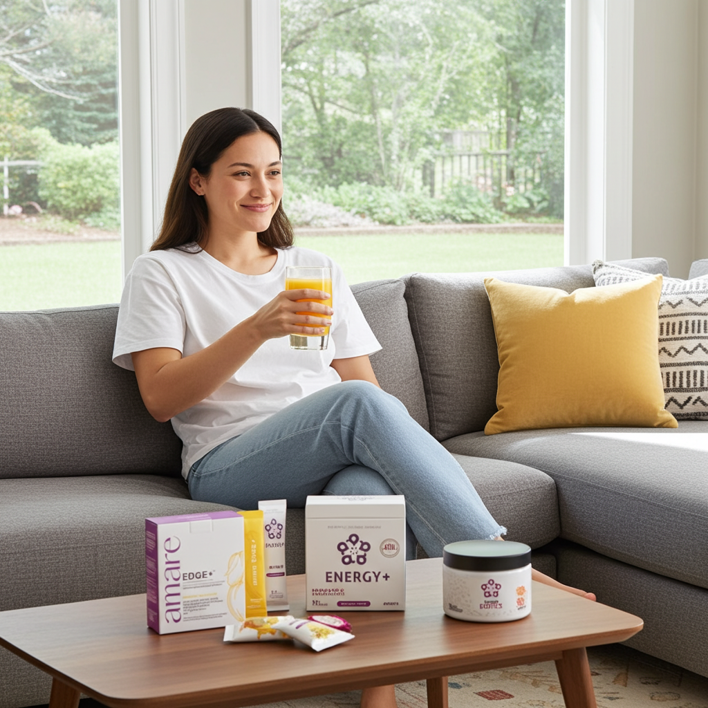 Amare Happy Juice Pack – EDGE+ Mango + Energy+ Dragon Fruit + MentaBiotics